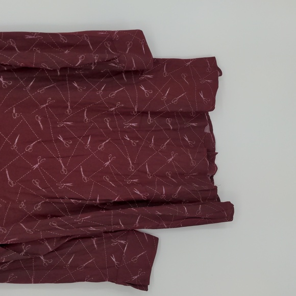 Modcloth A Cut Above Average Shirt Dress Size 12 Burgundy Scissors Hair Stylist‎ - Picture 14 of 16